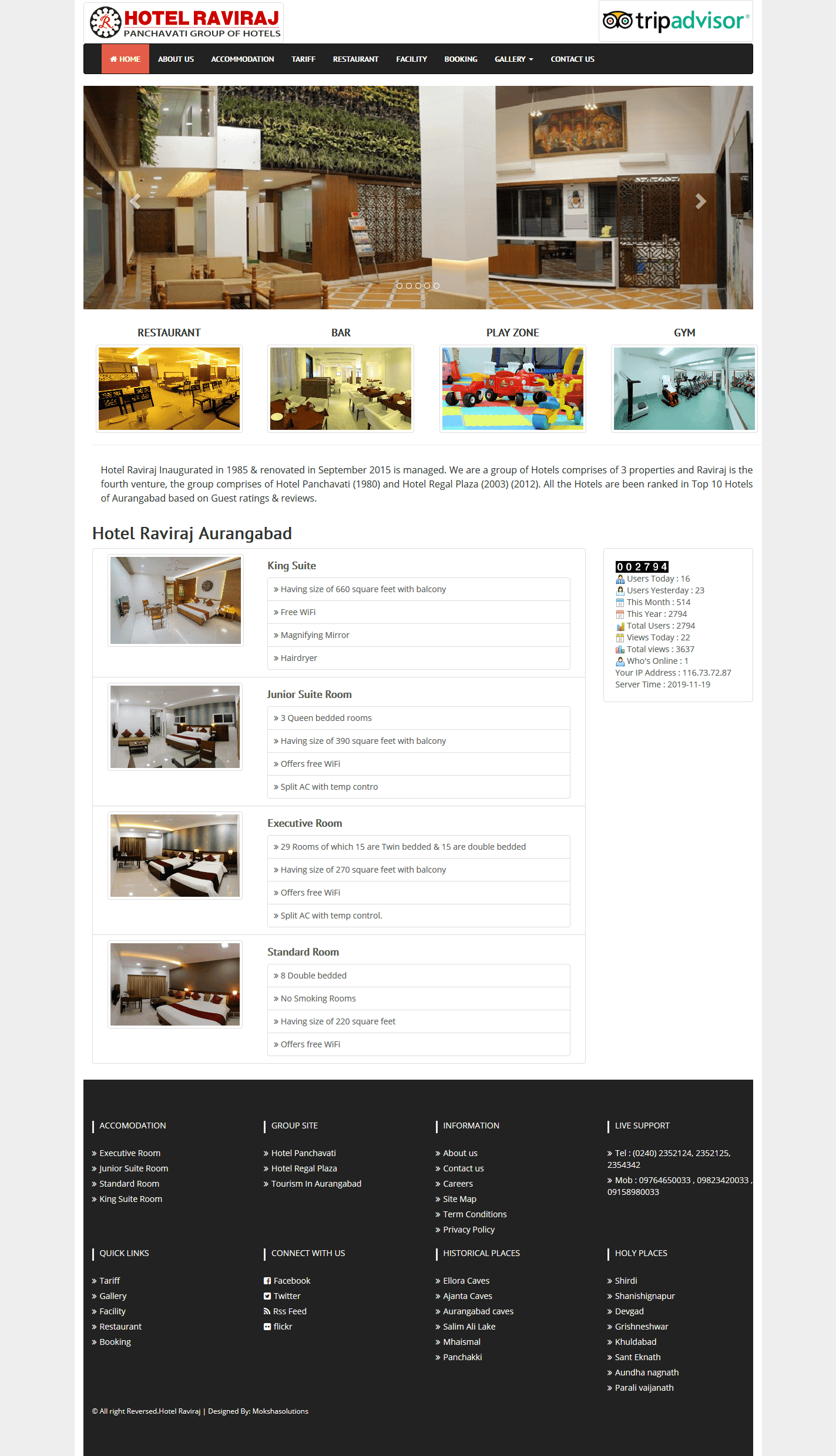 Hotel Raviraj website
