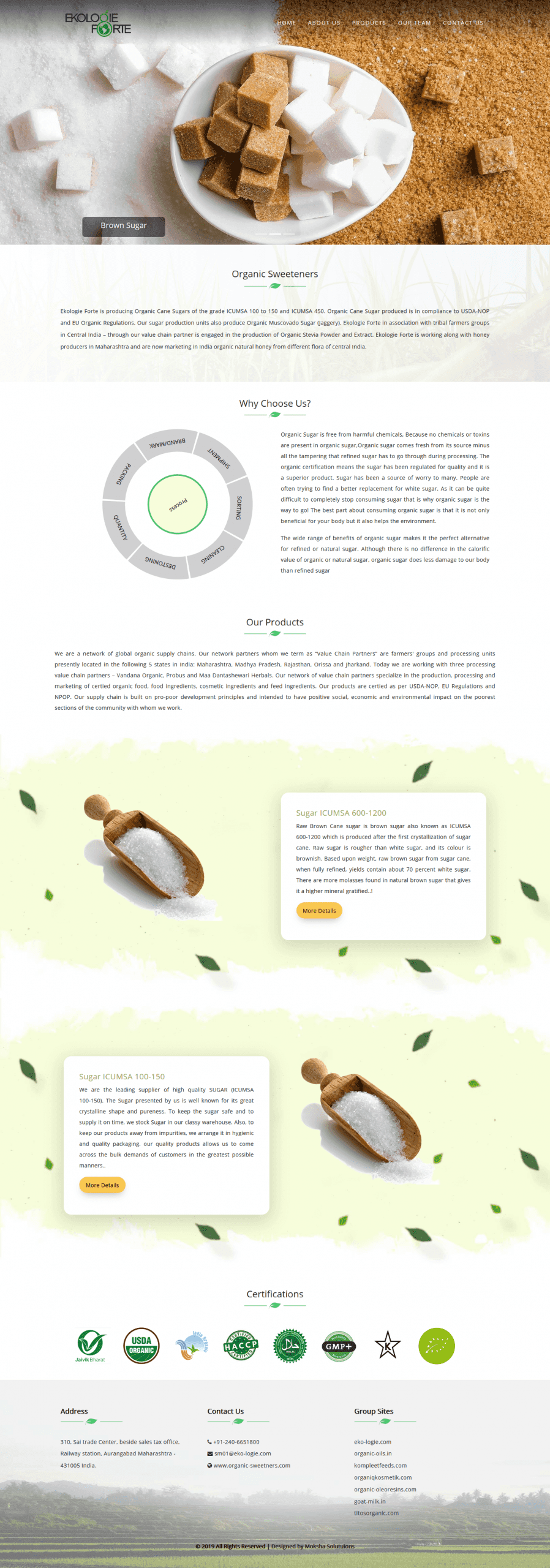 Organic Sweetners website