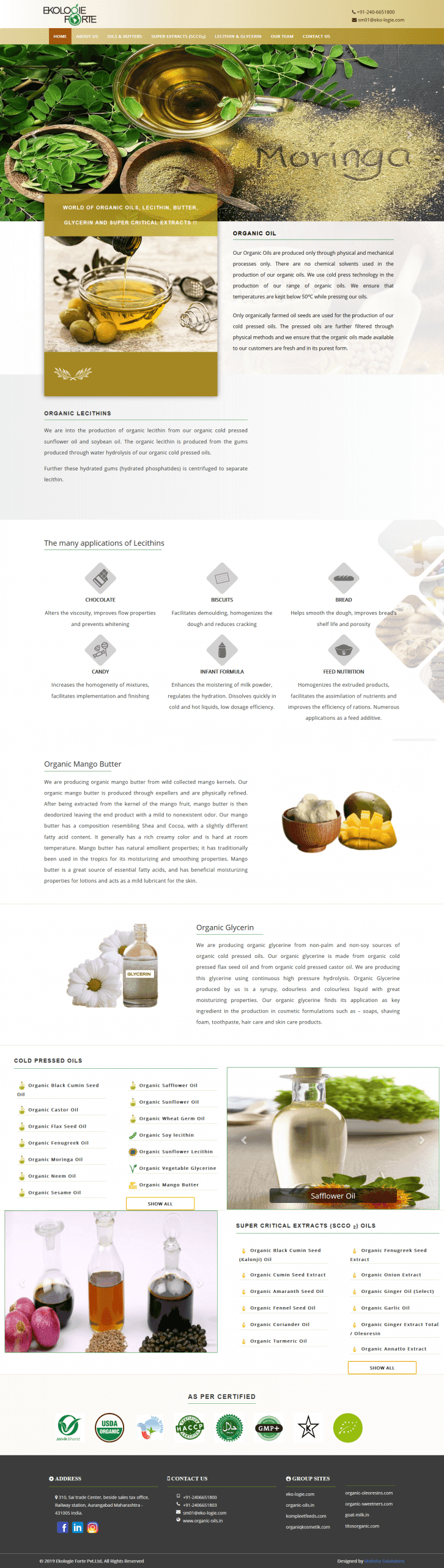 Organic Oils website