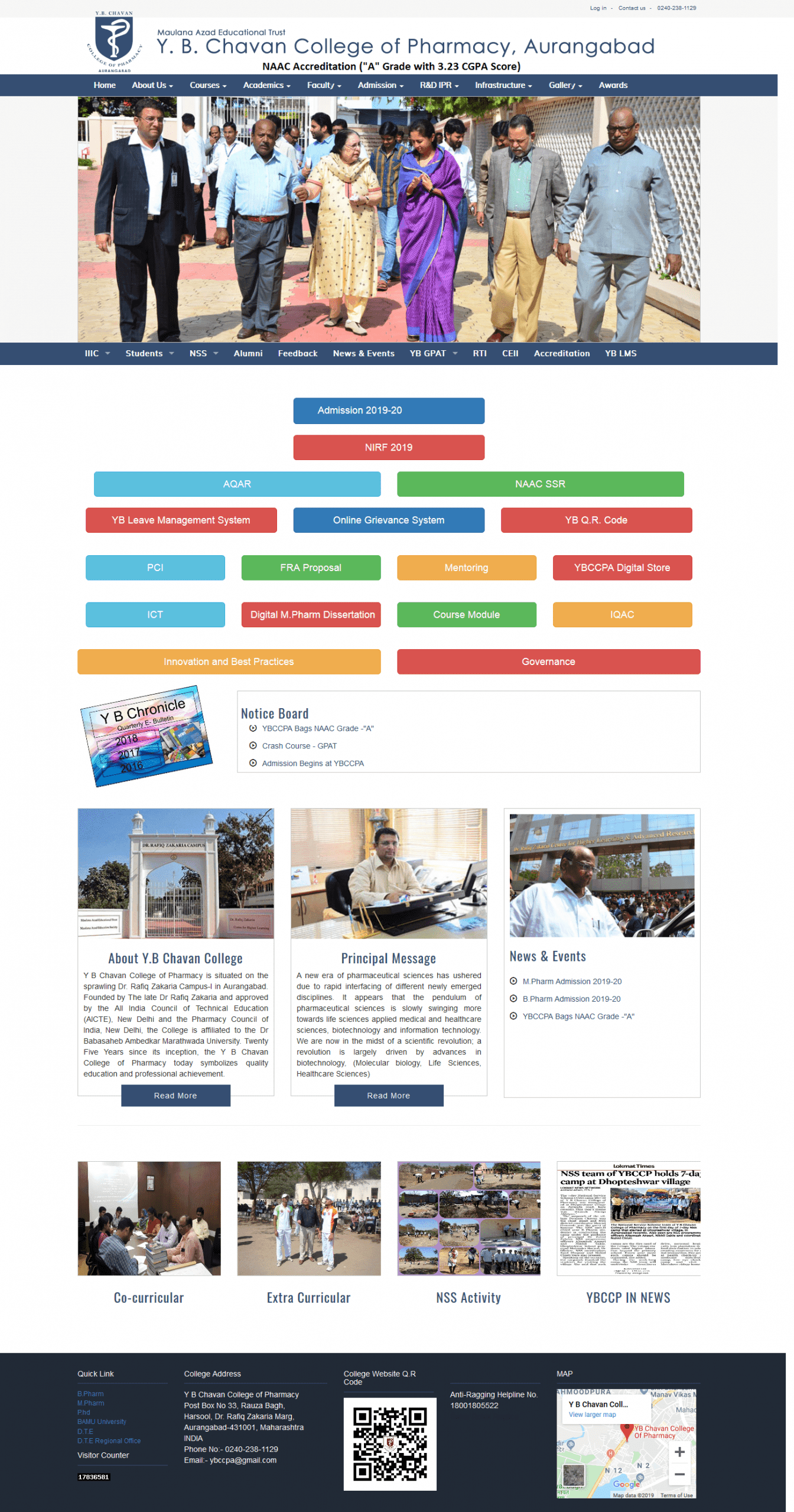 Y B Chavan College of Pharmacy website