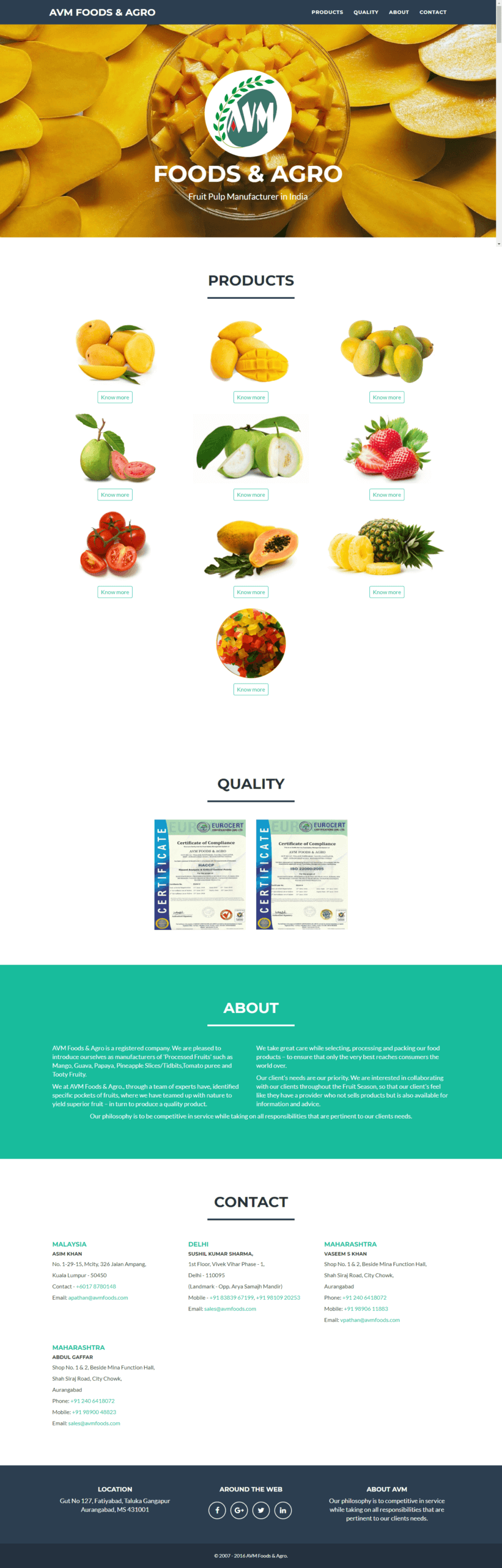 AVM FOODS & AGRO website