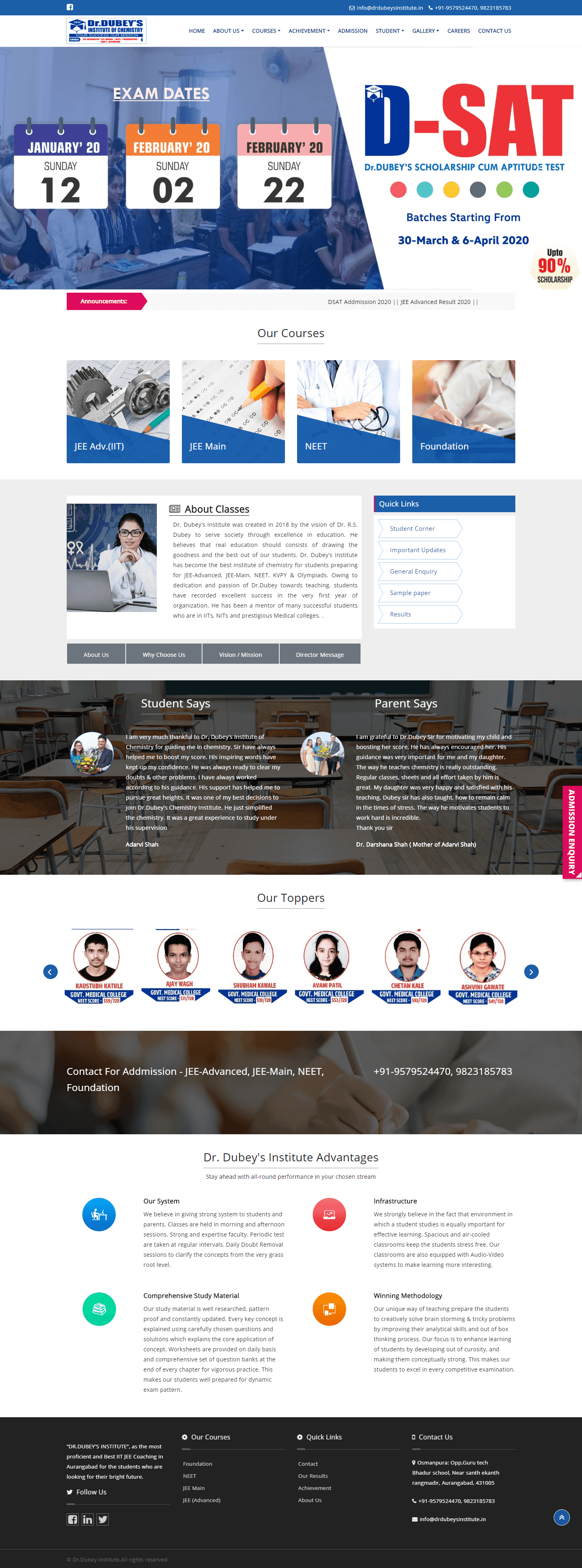 DR.DUBEY'S INSTITUTE website