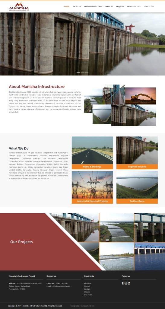 Manisha Infrastructure website