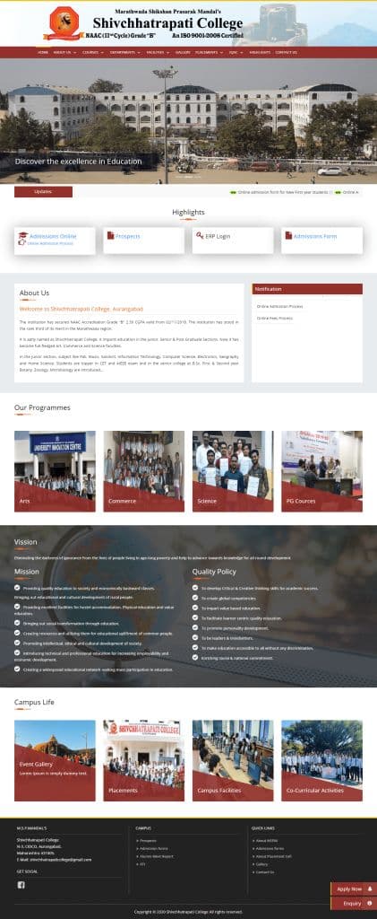 Shiv Chhatrapati College website