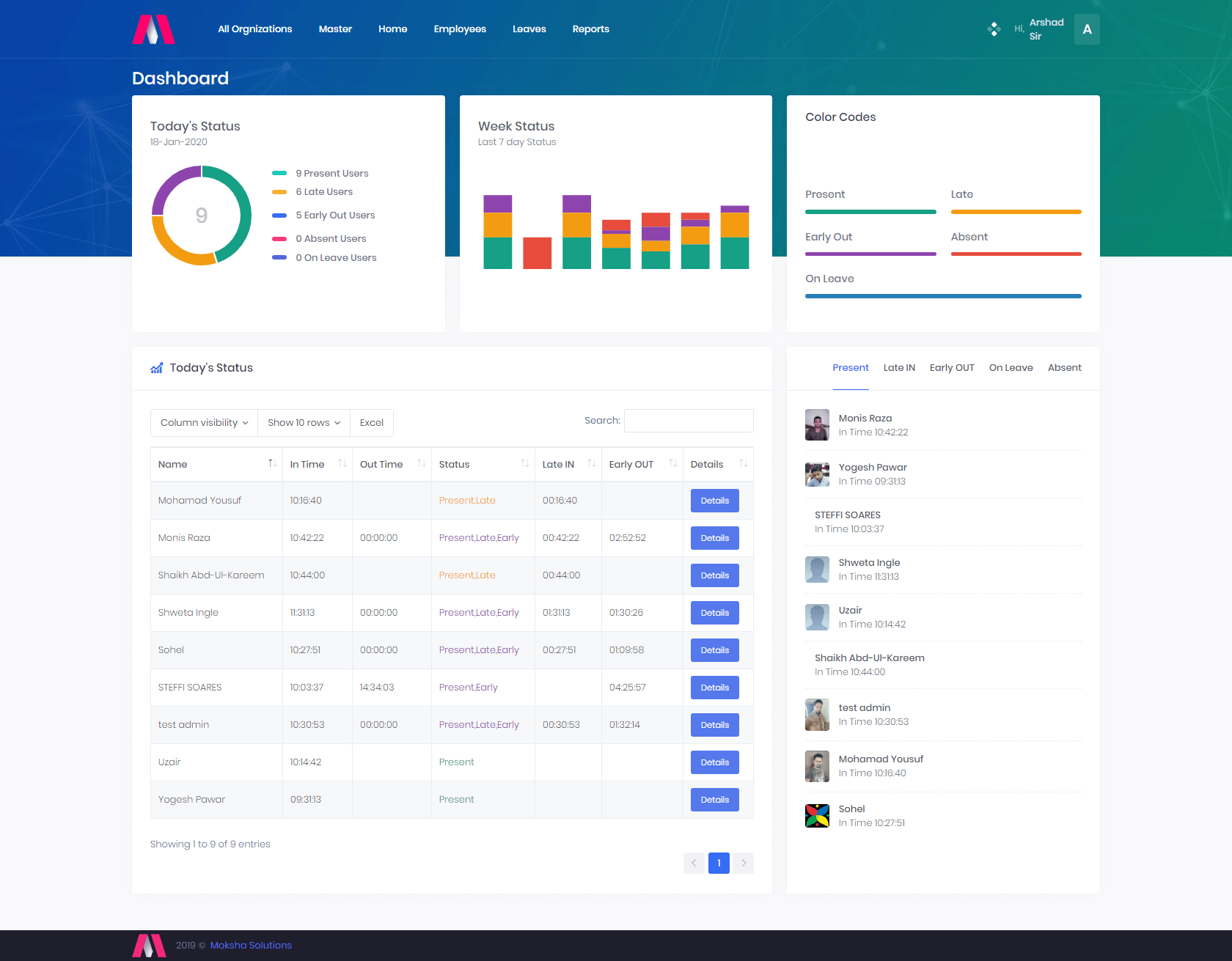 attendance-mokshasolutions-MVC-Admin-Dashboard